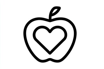 Simple black line art of an  with a heart inside.