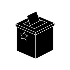 Ballot box with star and paper silhouette on transparent background