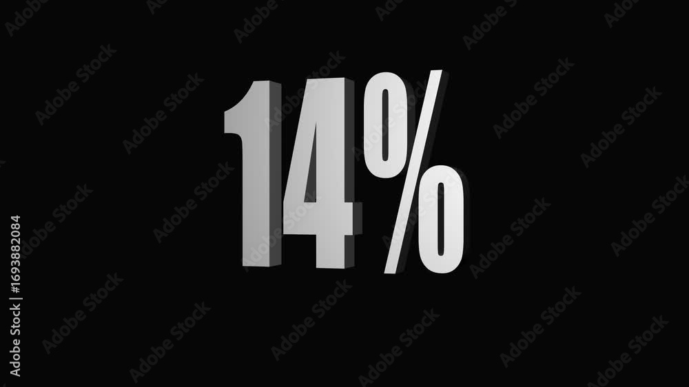 Poster abstract graphic animation of numbers and percentage symbol on a black background