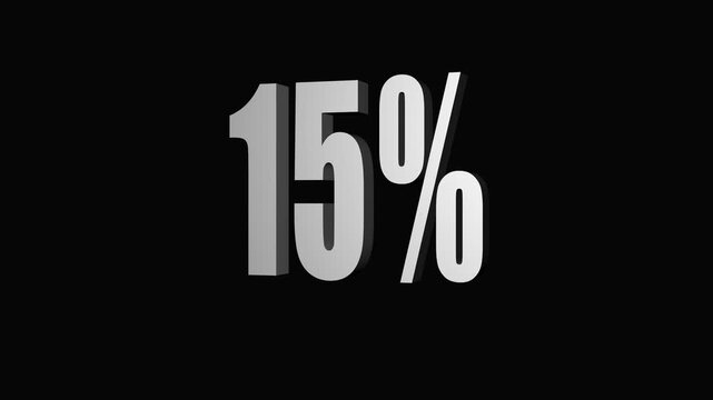 Abstract 3d render of the word "0 percent" in white on black background