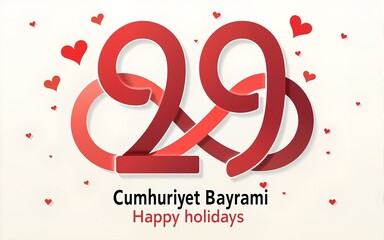 29 ekim, Cumhuriyet Bayrami, 100 years Infinity sign. Translation from turkish - October 29 Republic Day, 100 years, Happy holiday. Vector illustration. High quality