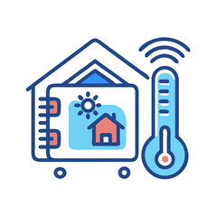 Smart Home Automation System Illustration with Temperature Monitoring and Wireless Connectivity