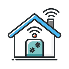 Smart Home Icon Representing Connectivity and Modern Living with Simple Design Elements