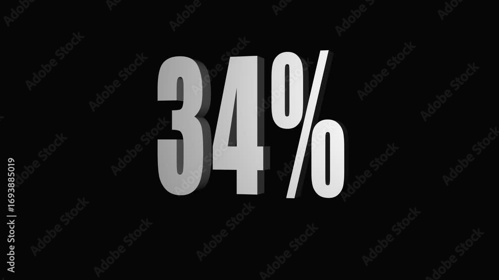 Poster animated 3d white text showing 0 4 3 on black background for digital content