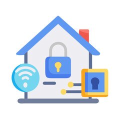 Smart home security system with wireless connectivity and digital locks illustration