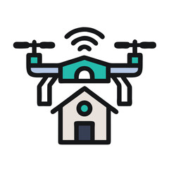 Smart home surveillance with drone technology, providing security and automation for modern housing