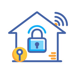 Smart home security vector icon representing connected technology for protection