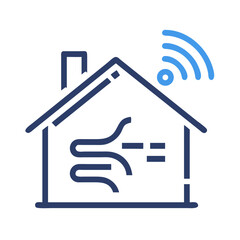 Smart home climate control illustration with wireless connectivity and efficient air flow system