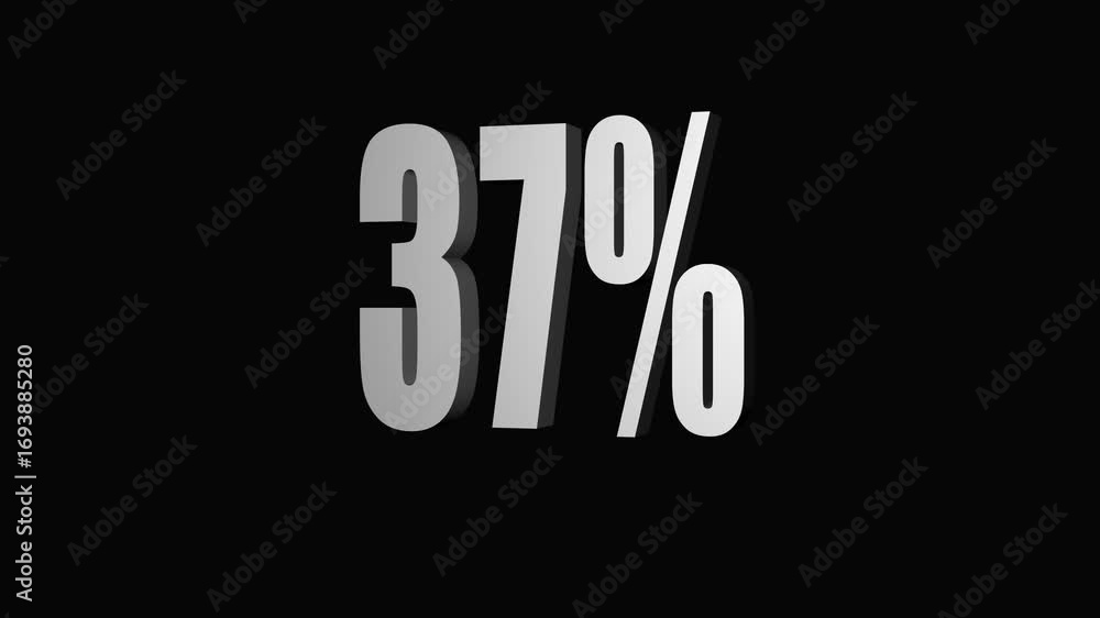 Poster abstract 3d render of percent symbol digitally created on a black background
