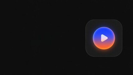 Glowing gradient play button symbol representing video, streaming, and media content. Perfect for web, social media, digital presentations, and entertainment projects.