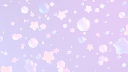3D render pastel stars and bubbles sky.