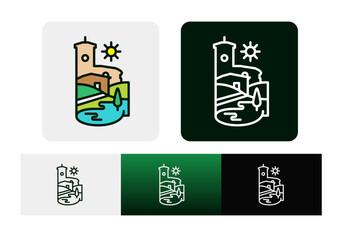 vector logo, logo design, tower logo, medieval tower, castle logo, heritage emblem, landmark icon, architecture logo, real estate logo, tourism logo, travel logo, city emblem, historic building, medie