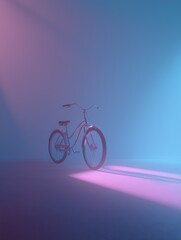 Fototapeta premium Digital illustration of a bicycle in a gradient of blue and pink colors.