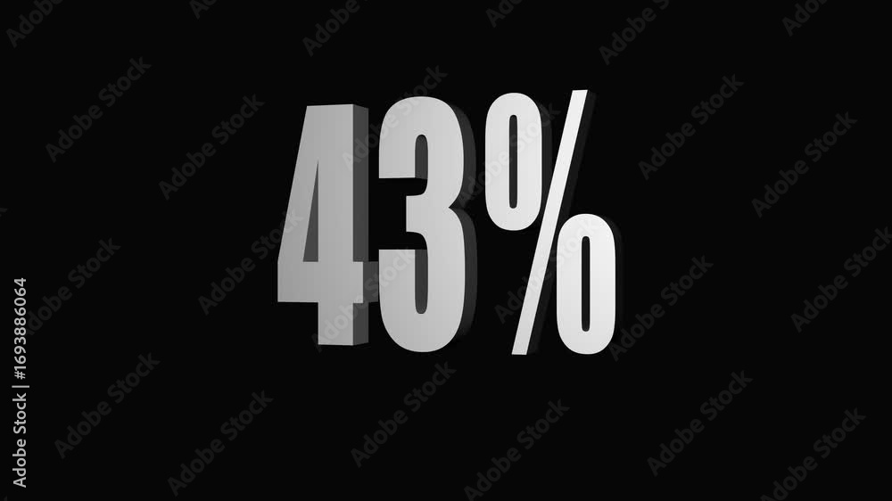 Poster animated percentage showing zero point three four percent displayed against black background