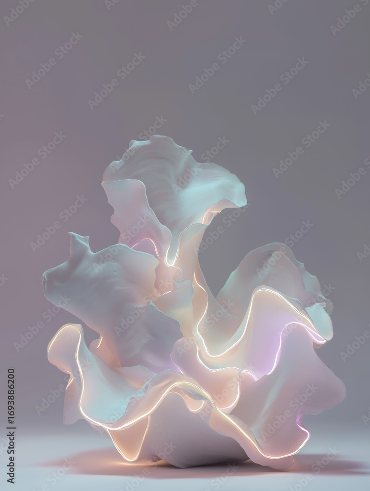 Poster 3d rendering of a flower-like structure. the flower is made up of multiple layers of petals that are