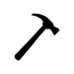 Silhouette of a black hammer on transparent background