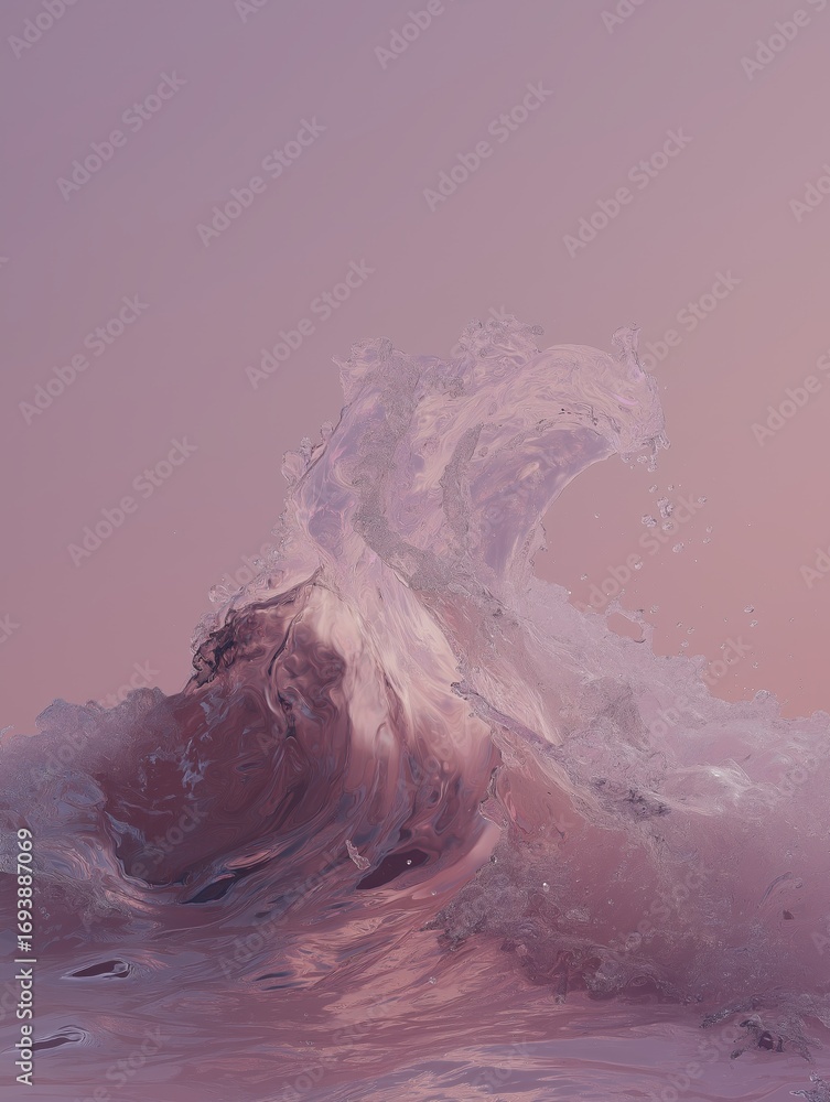 Poster abstract digital art piece that appears to be a close-up of a wave crashing onto the surface of the 