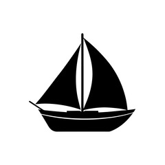 Silhouette of a sailing boat on transparent background