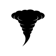 Stylized black tornado shape on transparent background silhouette