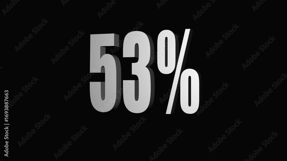 Poster animated 3d percentage counter displaying twenty-three percent on black background