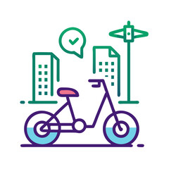Modern urban bicycle icon concept for delivery services and green transportation options in cities
