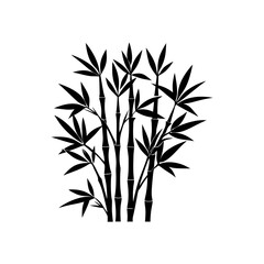 Silhouette of bamboo plants on transparent background