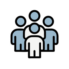 Abstract representation of team leadership in flat style with one standout figure