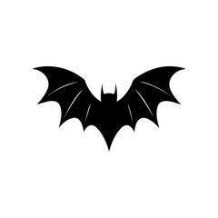 Silhouette of a flying bat on transparent background