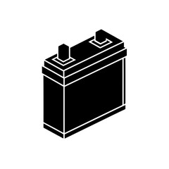 Isometric car battery outline on transparent background silhouette