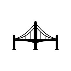 Silhouette of a simple bridge on transparent background