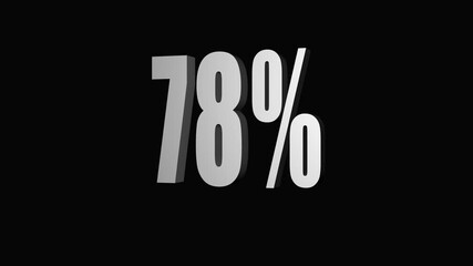 White percentage sign and figures representing eighteen percent on black background