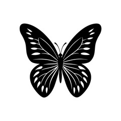 Black butterfly simple design on transparent background silhouette