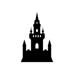 Obraz premium Silhouette of a spooky castle on transparent background