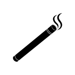 Smoking cigar with rising smoke on transparent background silhouette