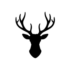 Silhouette of a deer head art on transparent background
