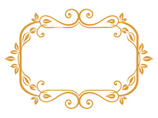 Vector art of golden floral frame with leaves for decoration