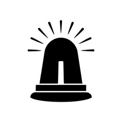 Emergency light black and white on transparent background silhouette