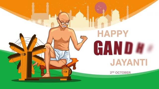 Mahatma Gandhi Illustration. Remembering Bapu on this special day, 2nd October Celebrations. 
Gandhiji Spinning the 'Charkha'.
