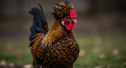Colorful rooster outdoors