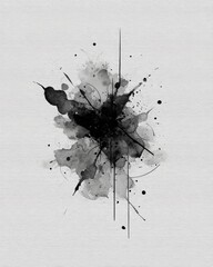 Monochrome ink splatter, abstract art