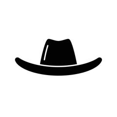 Black silhouette cowboy hat graphic on white background. Suitable for westernthemed designs, logos, clothing, or event posters. Classic and versatile.