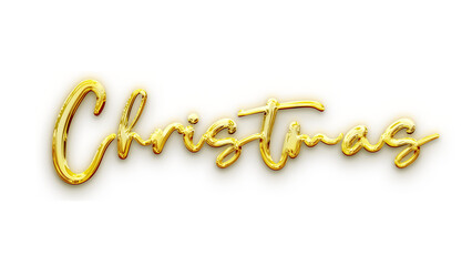 Gold Christmas 3D Typography Cursive Lettering Metallic Script White Background Holiday Branding Luxury Festive Text Design Premium Calligraphy Commercial Stock