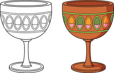 Kwanzaa unity cup outline and color vector flat illustration
