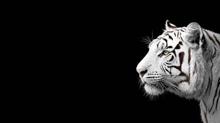Portrait of a white bengal tiger with a menacing stare in a natural environment
