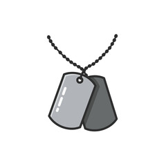 Gray military dog tags with a beaded chain, perfect for designs related to soldiers, army, veterans, and patriotism concepts.