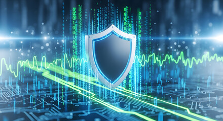 Digital Cyber Security Shield – Data Protection, Firewall Network, and Privacy Technology Concept
