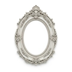 Fototapeta premium Ornate oval frame isolated on white background for picture or photograph