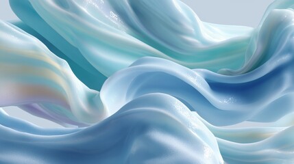 Obraz premium Fluid textures showcase a blend of blue and turquoise waves flowing gracefully on a soft background