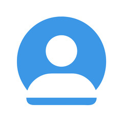 Simple blue user icon on black background, clean graphic design for interface
