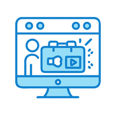 Online video marketing campaign on a computer screen showing engagement, promotion, and feedback